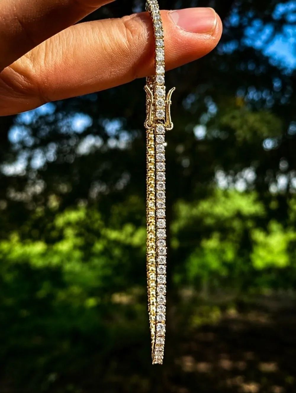 Gold Micro Lab Simulated Diamond Tennis Bracelet - Picture 3 of 3